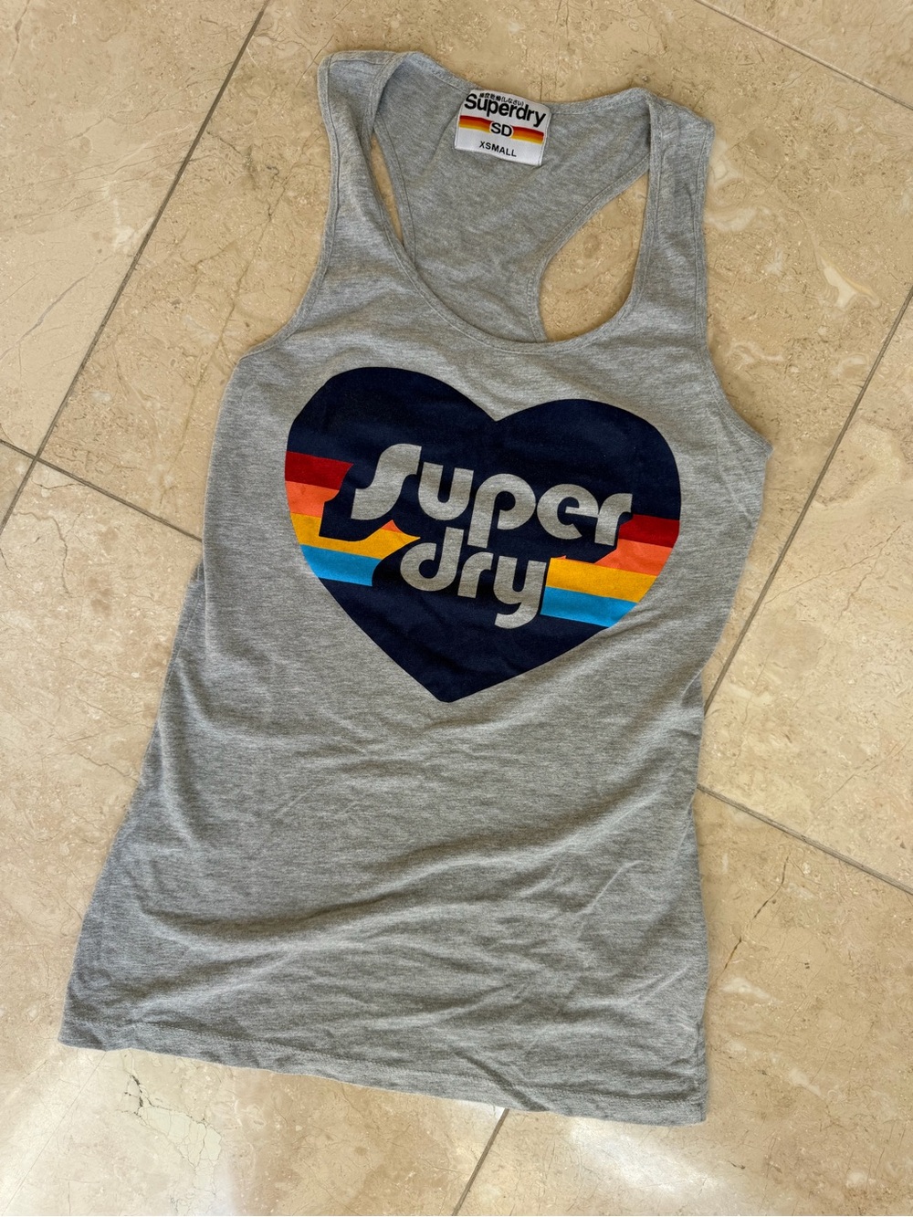 Superdry Gray Racerback Tank with Navy Heart
Retro Stripes women’s size XS
